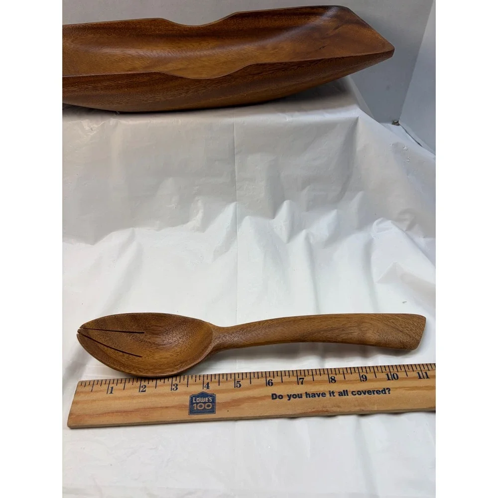 Vintage Rosas Philippine Handicrafts Monkey Pod Wood Serving Tray & Salad Server